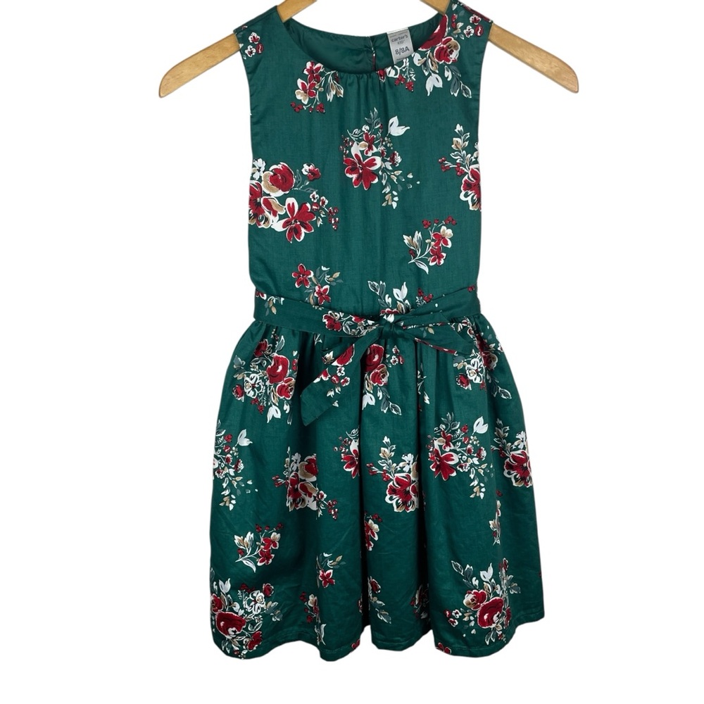 Carters Floral Sateen Sleeveless Christmas Holiday Party Dress Size 8